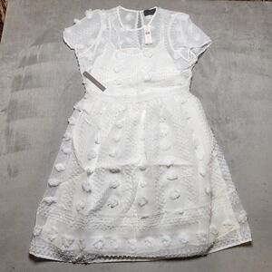 NWT Anthropologie Sunday in Brooklyn Ivory Bonita Textured Mini Dress Size 14